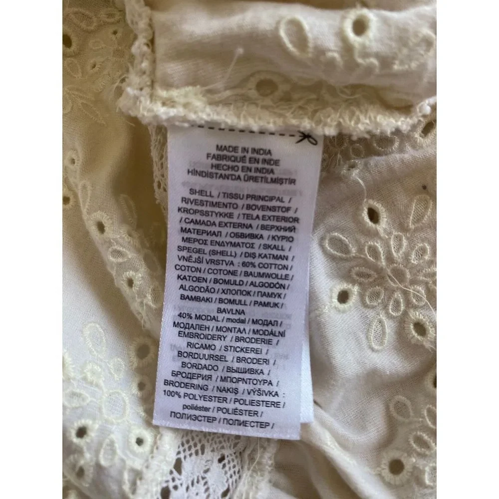 Lauren ralph Lauren Women's S Dress Cream Eyelet Boho Peasant Jersey cottagecore - Picture 8 of 16